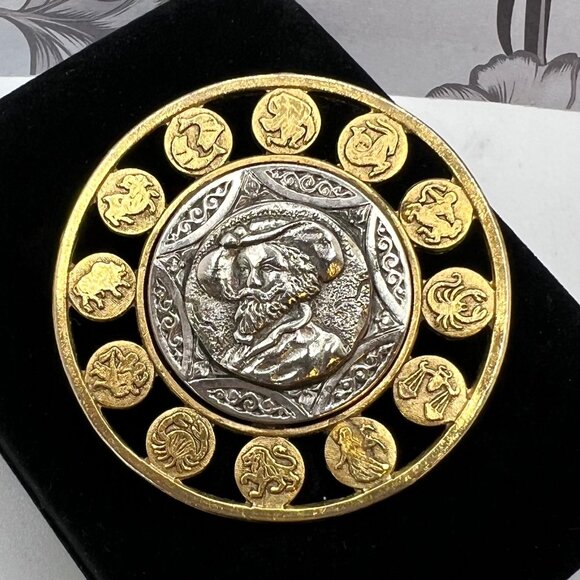 Sir Peter Paul Rubens Coin Zodiac Dial Brooch by Solomon Freirich - Picture 1 of 5